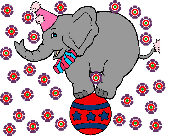 Dibujo Elefante encima de una pelota pintado por yeriitta