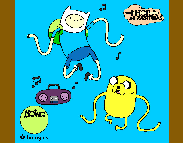 Dibujo Finn y Jake escuchando música pintado por feremi