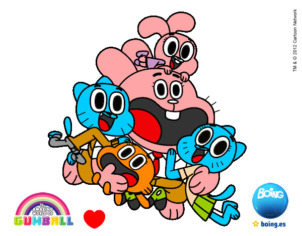Dibujo Gumball y amigos contentos pintado por julaia