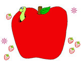 Dibujo Gusano en la fruta pintado por alexa2012