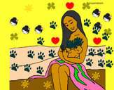 Dibujo Madre con su bebe pintado por Anylu