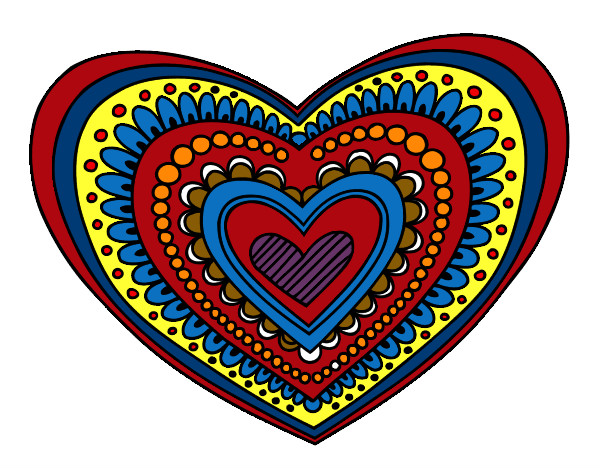 Dibujo Mandala corazón pintado por pudin