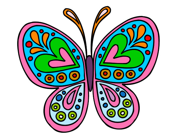 Dibujo Mandala mariposa pintado por kootte