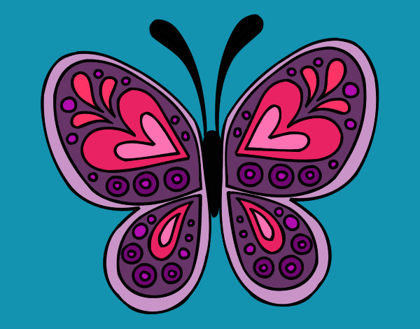 Dibujo Mandala mariposa pintado por okidaz