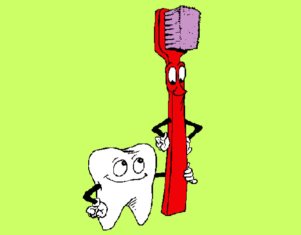 Dibujo Muela y cepillo de dientes pintado por federicci