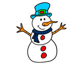 Dibujo Muñeco de nieve con sombrero pintado por jireh