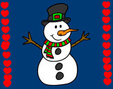 Dibujo Muñeco de nieve con sombrero pintado por valenti1