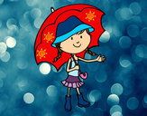 Dibujo Niña con paraguas pintado por yoraisi