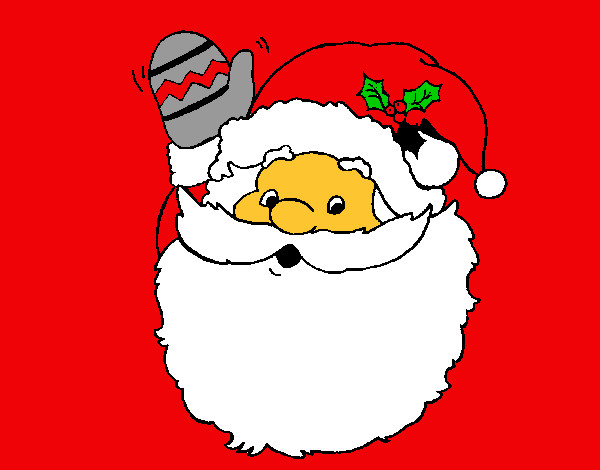 Dibujo Papa Noel saludando pintado por Mundobich