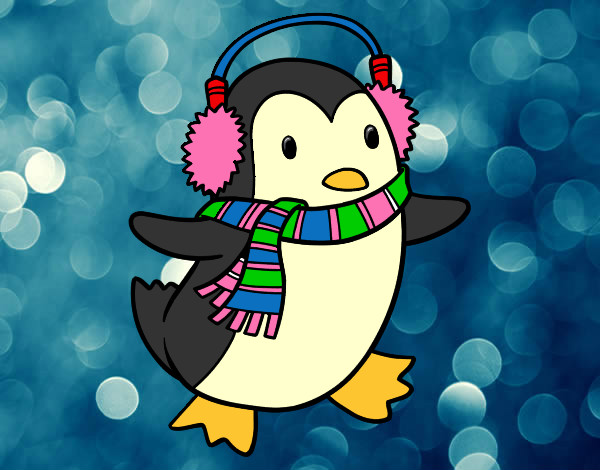 Dibujo Pingüino con bufanda pintado por Anylu