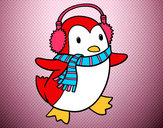 Dibujo Pingüino con bufanda pintado por lJessica