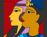 Dibujo Ramsés y Nefertiti pintado por anjana