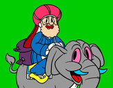 Dibujo Rey Baltasar en elefante pintado por manyak