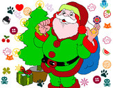 Dibujo Santa Claus y un árbol de navidad pintado por deisyjuan