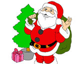 Dibujo Santa Claus y un árbol de navidad pintado por jareddeleo