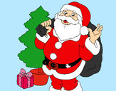 Dibujo Santa Claus y un árbol de navidad pintado por lolaa