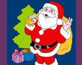 Dibujo Santa Claus y un árbol de navidad pintado por queyla