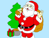 Dibujo Santa Claus y un árbol de navidad pintado por valeriapaz
