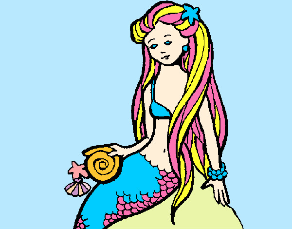 Dibujo Sirena con caracola pintado por SweetLips