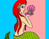 Dibujo Sirena y perla pintado por Quira