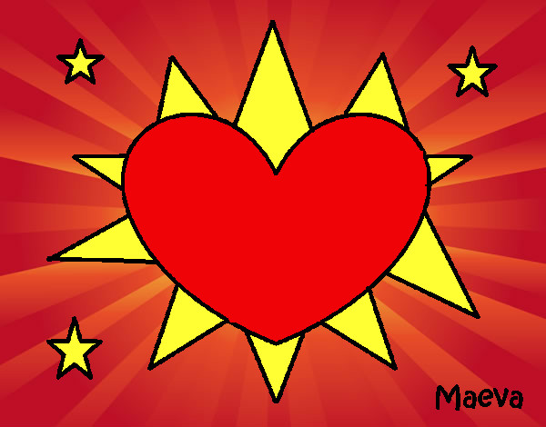 Dibujo Sol en forma de corazón pintado por Quira