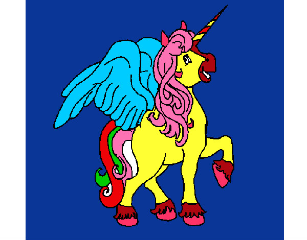 Dibujo Unicornio con alas pintado por Anylu