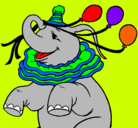 Dibujo Elefante con 3 globos pintado por rosiris
