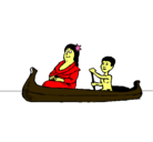 Dibujo Madre e hijo en canoa pintado por petito1pepit