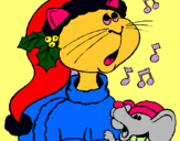 Dibujo Gato y ratón navideños pintado por giki