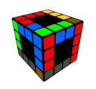 Dibujo Cubo de Rubik pintado por guano
