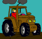 Dibujo Tractor en funcionamiento pintado por dh465ryrtyey