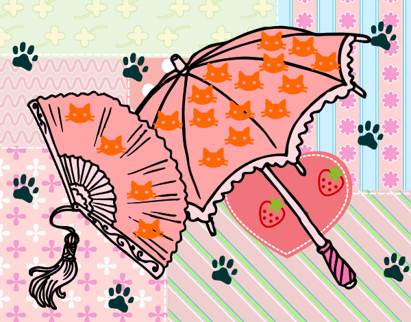 Dibujo Abanico y paraguas pintado por sukiimotou