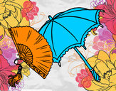 Dibujo Abanico y paraguas pintado por XeniaSL