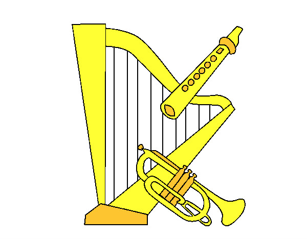 Dibujo Arpa, flauta y trompeta pintado por ViktorEnge