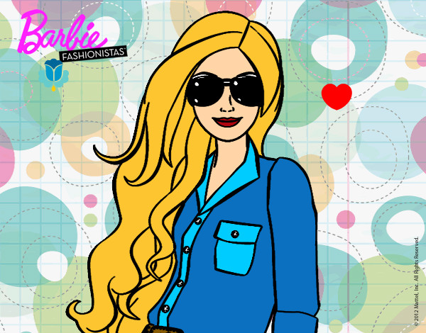 Dibujo Barbie con gafas de sol pintado por perla2-5