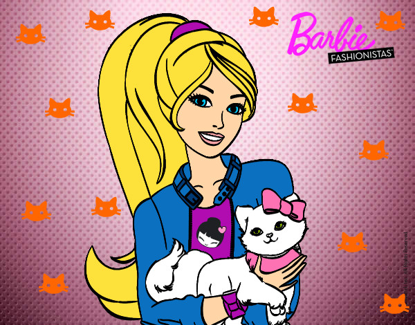 Dibujo Barbie con su linda gatita pintado por alissvettz