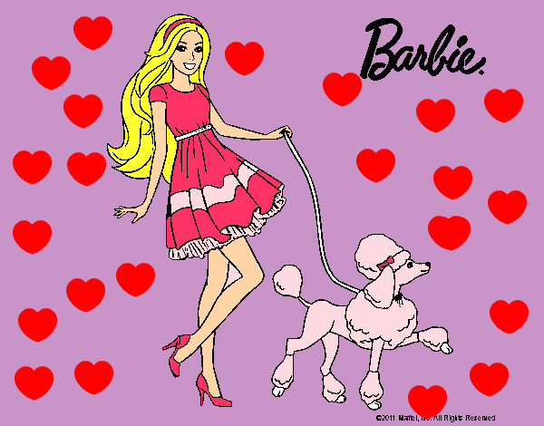 Dibujo Barbie paseando a su mascota pintado por guilleloki