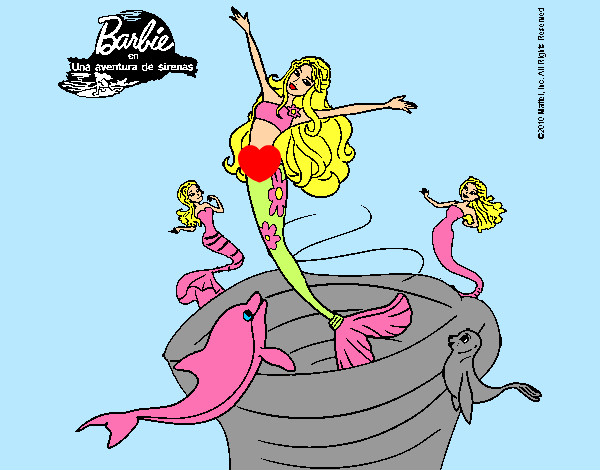 Dibujo Barbie sirena contenta pintado por jule
