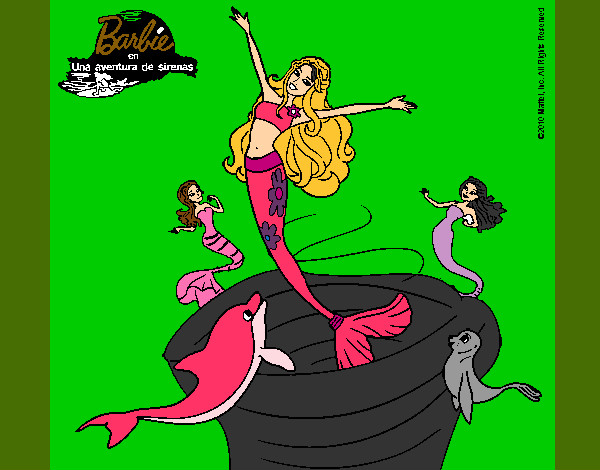 Dibujo Barbie sirena contenta pintado por perla2-5
