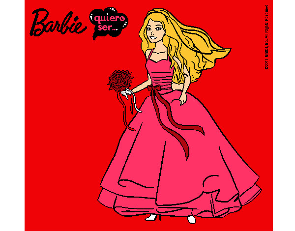 Dibujo Barbie vestida de novia pintado por perla2-5