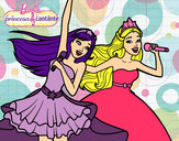 Dibujo Barbie y la princesa cantando pintado por ALBA123 