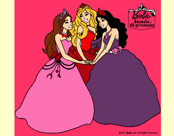 Dibujo Barbie y sus amigas princesas pintado por perla2-5