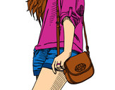 Dibujo Chica con bolso pintado por AngelaB