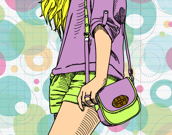 Dibujo Chica con bolso pintado por deneire