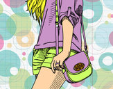 Dibujo Chica con bolso pintado por deneire