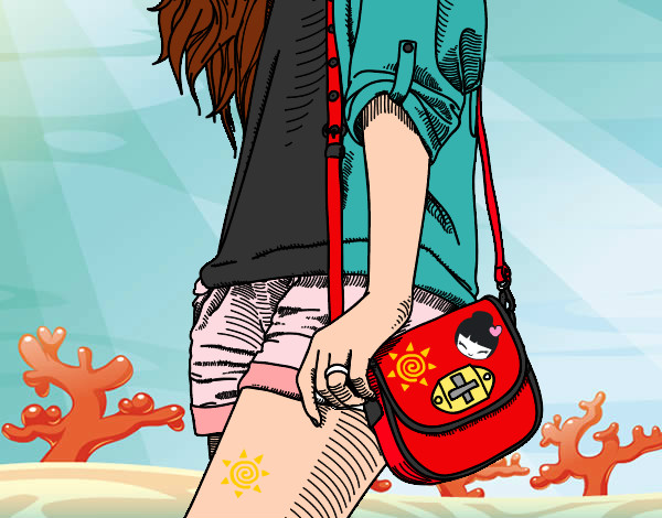 Dibujo Chica con bolso pintado por Lou-NJH