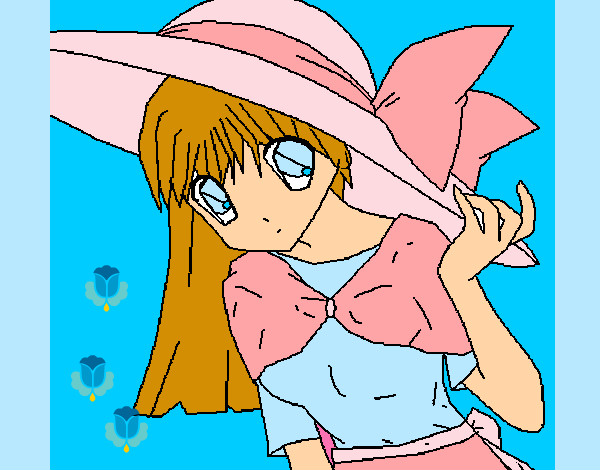 Dibujo Chica con sombrero pamela pintado por Val11