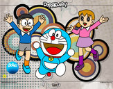 Dibujo Doraemon y amigos pintado por dafal