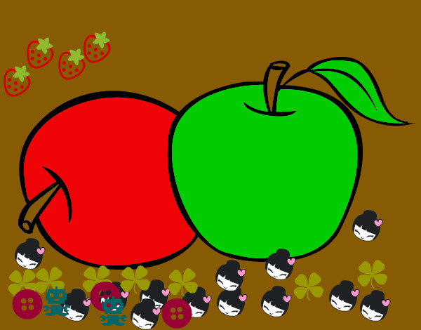 Dibujo Dos manzanas pintado por MONSI