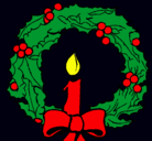 Dibujo Corona de navidad y una vela pintado por 060744